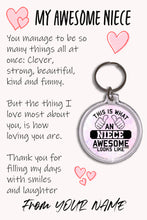 Load image into Gallery viewer, Personalised Awesome Niece Pocket Hug Keyring/Bag Tag, Send Hug from Me to You Gift
