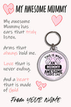 Load image into Gallery viewer, Personalised Awesome Mummy Pocket Hug Keyring/Bag Tag, Send Hug from Me to You Gift
