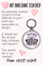 Load image into Gallery viewer, Personalised Awesome Teacher Pocket Hug Keyring/Bag Tag, Send Hug from Me to You Gift
