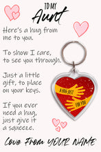 Load image into Gallery viewer, Personalised Aunt Pocket Hug Keyring/Bag Tag, Send a Hug from Me to You Gift
