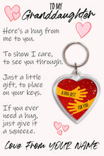 Load image into Gallery viewer, Personalised Granddaughter Pocket Hug Keyring/Bag Tag, Send a Hug from Me to You Gift
