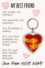 Load image into Gallery viewer, Personalised Best Friend Pocket Hug Keyring/Bag Tag, Send a Hug from Me to You Gift
