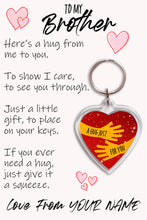 Load image into Gallery viewer, Personalised Brother Pocket Hug Keyring/Bag Tag, Send a Hug from Me to You Gift
