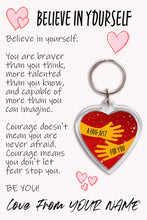 Load image into Gallery viewer, Personalised Believe In Yourself Pocket Hug Keyring/Bag Tag, Send a Hug from Me to You Gift
