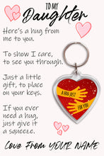 Load image into Gallery viewer, Personalised Daughter Pocket Hug Keyring/Bag Tag, Send a Hug from Me to You Gift
