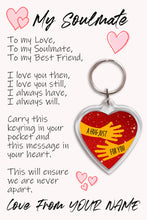 Load image into Gallery viewer, Personalised Soulmate Pocket Hug Keyring/Bag Tag, Send a Hug from Me to You Gift
