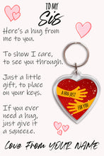 Load image into Gallery viewer, Personalised Sis Pocket Hug Keyring/Bag Tag, Send a Hug from Me to You Gift
