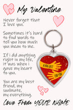 Load image into Gallery viewer, Personalised My Valentine Pocket Hug Keyring/Bag Tag, Send a Hug from Me to You Gift
