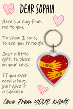 Load image into Gallery viewer, Personalised Pocket Hug Keyring/Bag Tag, Send a Hug Gift &amp; Message Card
