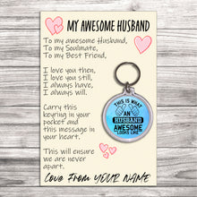 Load image into Gallery viewer, Personalised Awesome Husband Pocket Hug Keyring/Bag Tag, Send Hug from Me to You Gift
