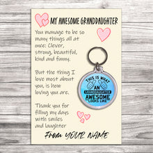 Load image into Gallery viewer, Personalised Awesome Granddaughter Pocket Hug Keyring/Bag Tag, Send Hug from Me to You Gift
