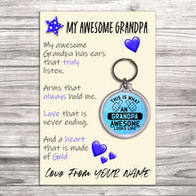 Load image into Gallery viewer, Personalised Awesome Grandpa Pocket Hug Keyring/Bag Tag, Send Hug from Me to You Gift
