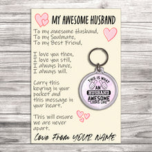 Load image into Gallery viewer, Personalised Awesome Husband Pocket Hug Keyring/Bag Tag, Send Hug from Me to You Gift
