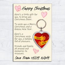 Load image into Gallery viewer, Personalised Happy Christmas Pocket Hug Keyring/Bag Tag, Send a Hug from Me to You Gift
