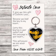 Load image into Gallery viewer, Personalised Infinite Love Pocket Hug Keyring/Bag Tag, Send a Hug from Me to You Gift
