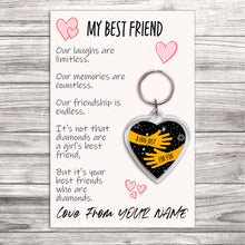 Load image into Gallery viewer, Personalised Best Friend Pocket Hug Keyring/Bag Tag, Send a Hug from Me to You Gift
