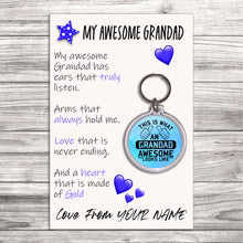 Load image into Gallery viewer, Personalised Awesome Grandad Pocket Hug Keyring/Bag Tag, Send Hug from Me to You Gift
