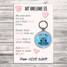Load image into Gallery viewer, Personalised Awesome Sis Pocket Hug Keyring/Bag Tag, Send Hug from Me to You Gift
