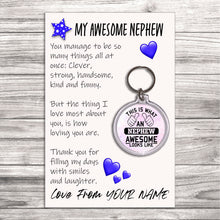 Load image into Gallery viewer, Personalised Awesome Nephew Pocket Hug Keyring/Bag Tag, Send Hug from Me to You Gift
