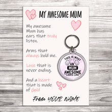 Load image into Gallery viewer, Personalised Awesome Mum Pocket Hug Keyring/Bag Tag, Send Hug from Me to You Gift
