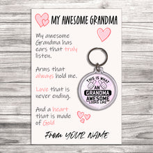 Load image into Gallery viewer, Personalised Awesome Grandma Pocket Hug Keyring/Bag Tag, Send Hug from Me to You Gift
