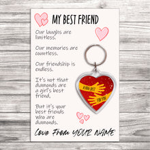 Load image into Gallery viewer, Personalised Best Friend Pocket Hug Keyring/Bag Tag, Send a Hug from Me to You Gift
