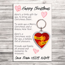 Load image into Gallery viewer, Personalised Happy Christmas Pocket Hug Keyring/Bag Tag, Send a Hug from Me to You Gift
