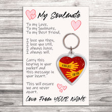 Load image into Gallery viewer, Personalised Soulmate Pocket Hug Keyring/Bag Tag, Send a Hug from Me to You Gift
