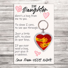 Load image into Gallery viewer, Personalised Daughter Pocket Hug Keyring/Bag Tag, Send a Hug from Me to You Gift
