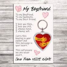 Load image into Gallery viewer, Personalised Boyfriend Pocket Hug Keyring/Bag Tag, Send a Hug from Me to You Gift
