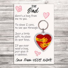 Load image into Gallery viewer, Personalised Dad Pocket Hug Keyring/Bag Tag, Send a Hug from Me to You Gift
