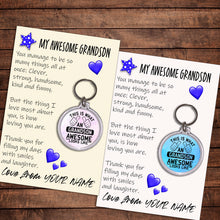 Load image into Gallery viewer, Personalised Awesome Grandson Pocket Hug Keyring/Bag Tag, Send Hug from Me to You Gift
