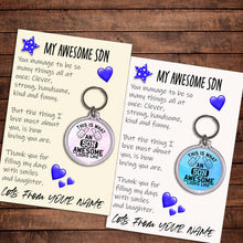 Load image into Gallery viewer, Personalised Awesome Son Pocket Hug Keyring/Bag Tag, Send Hug from Me to You Gift
