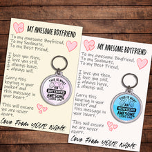 Load image into Gallery viewer, Personalised Awesome Boyfriend Pocket Hug Keyring/Bag Tag, Send Hug from Me to You Gift
