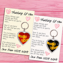 Load image into Gallery viewer, Personalised Thinking Of You Pocket Hug Keyring/Bag Tag, Send a Hug from Me to You Gift
