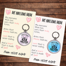 Load image into Gallery viewer, Personalised Awesome Mum Pocket Hug Keyring/Bag Tag, Send Hug from Me to You Gift
