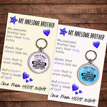 Load image into Gallery viewer, Personalised Awesome Brother Pocket Hug Keyring/Bag Tag, Send Hug from Me to You Gift
