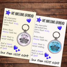Load image into Gallery viewer, Personalised Awesome Grandad Pocket Hug Keyring/Bag Tag, Send Hug from Me to You Gift

