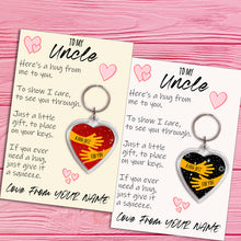 Load image into Gallery viewer, Personalised Uncle Pocket Hug Keyring/Bag Tag, Send a Hug from Me to You Gift
