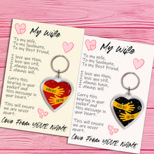 Load image into Gallery viewer, Personalised Wife Pocket Hug Keyring/Bag Tag, Send a Hug from Me to You Gift

