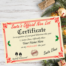 Load image into Gallery viewer, Personalised Naughty or Nice Kids Christmas Certificate
